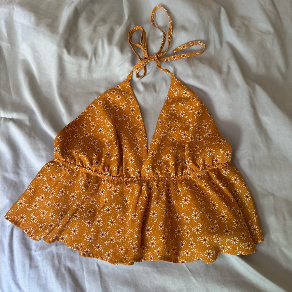 Floral Open Back Halter Top